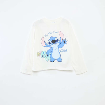 T-shirt manche longue 'Stitch' 'Disney' BLANC