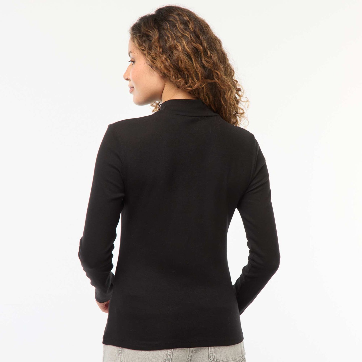 Tee-shirt basique col montant NOIR