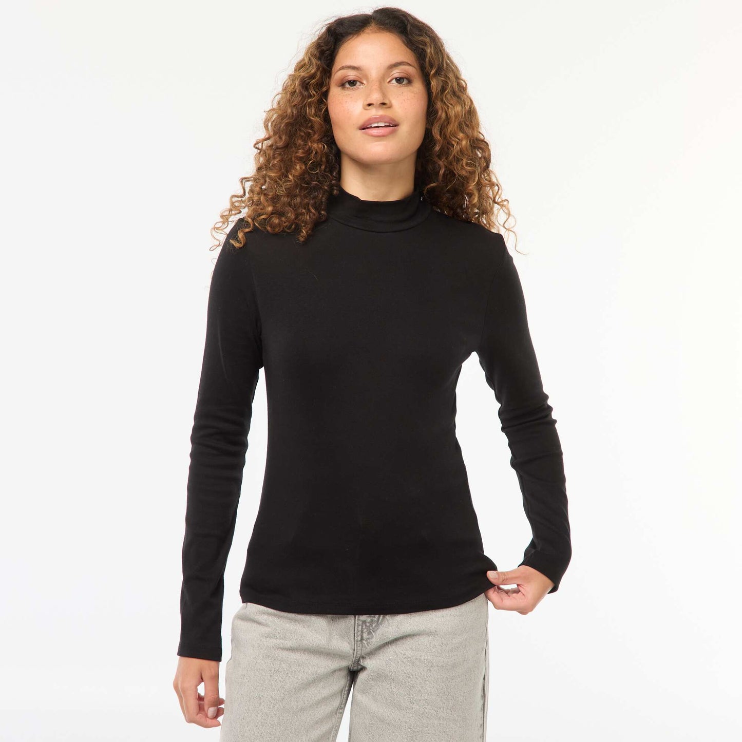 Tee-shirt basique col montant NOIR