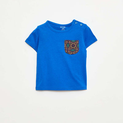 T-shirt en jersey avec poche imprimée BLEU