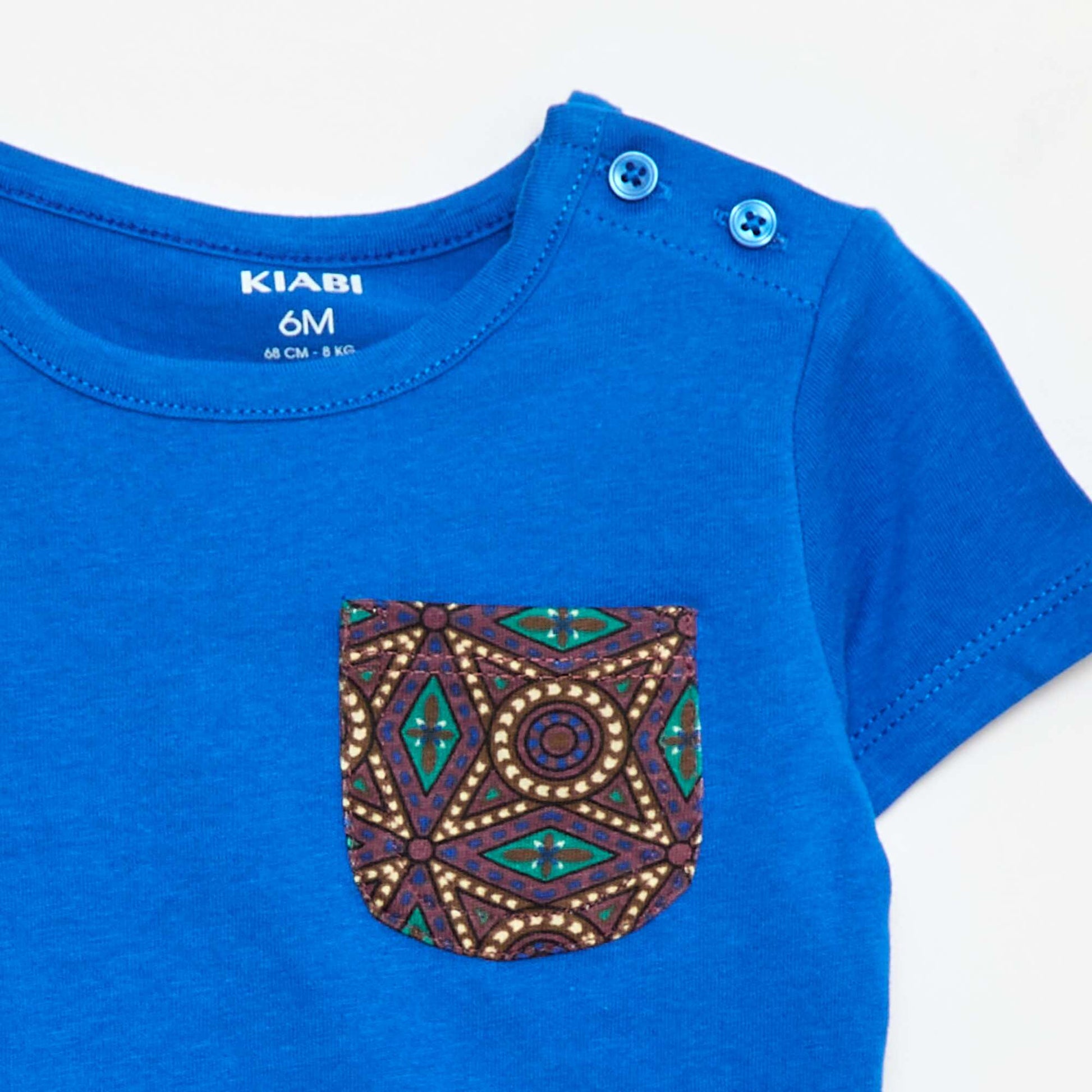 T-shirt en jersey avec poche imprimée BLEU