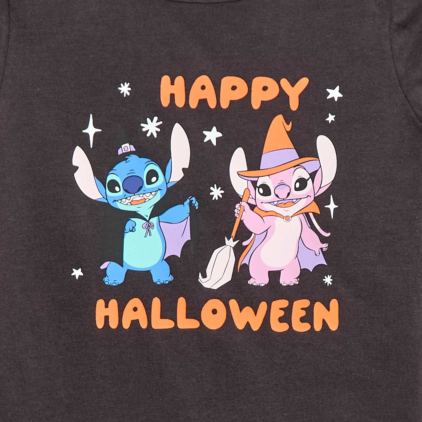 T-shirt Halloween 'Stitch et Angel' 'Disney' NOIR