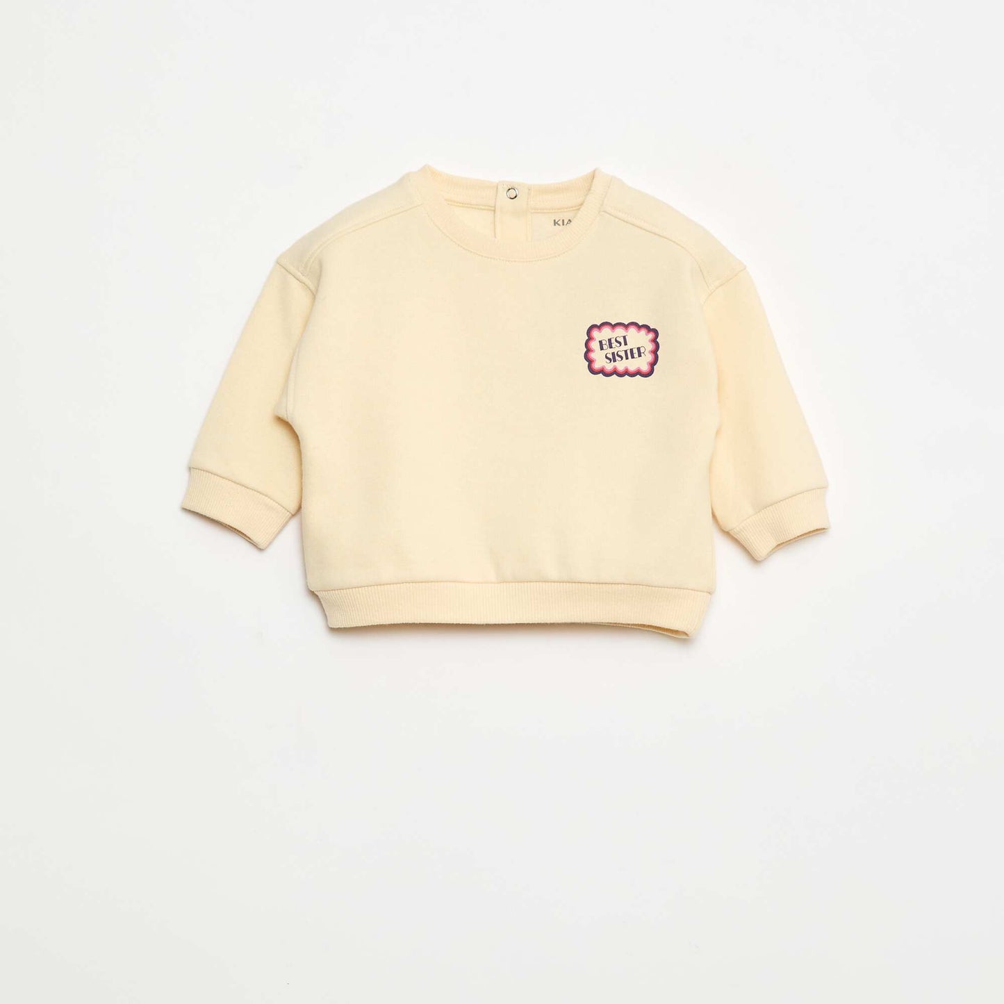 Sweat imprimé fantaisie en molleton gratté BEIGE