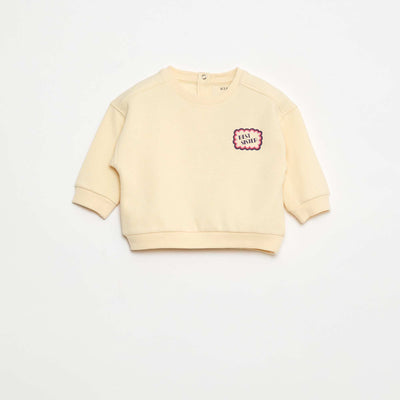 Sweat imprimé fantaisie en molleton gratté BEIGE