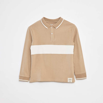 Polo en maille jersey style rugby BLANC