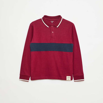 Polo en maille jersey style rugby ROUGE