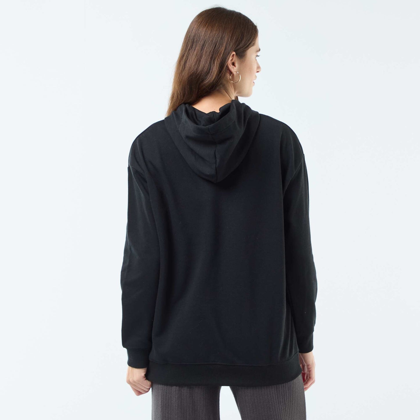 Sweat à capuche uni en coton NOIR