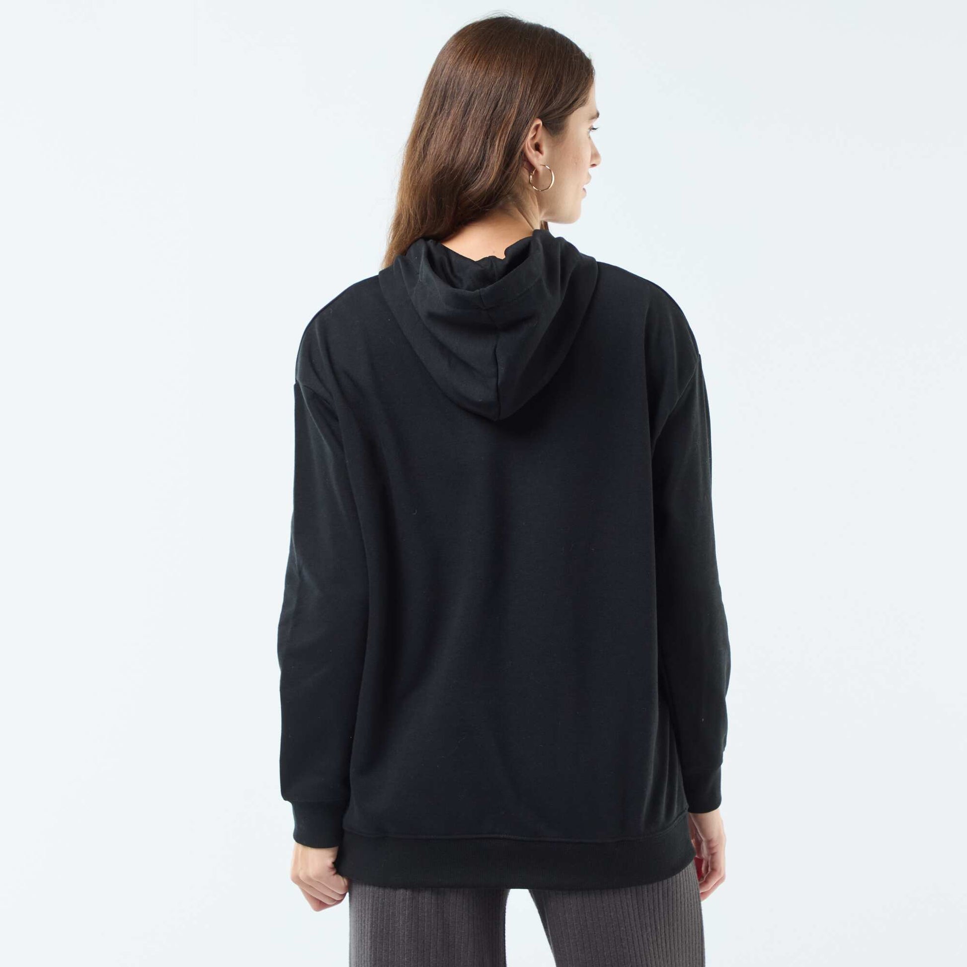 Sweat à capuche uni en coton NOIR