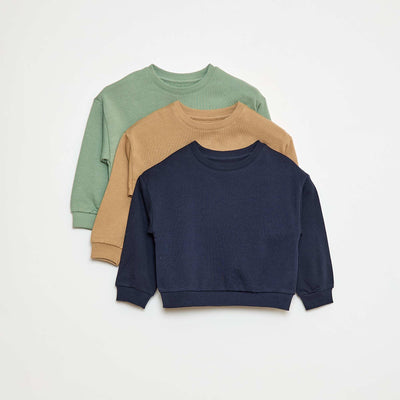 Lot de 3 sweats unis en molleton léger - 3 pièces BEIGE