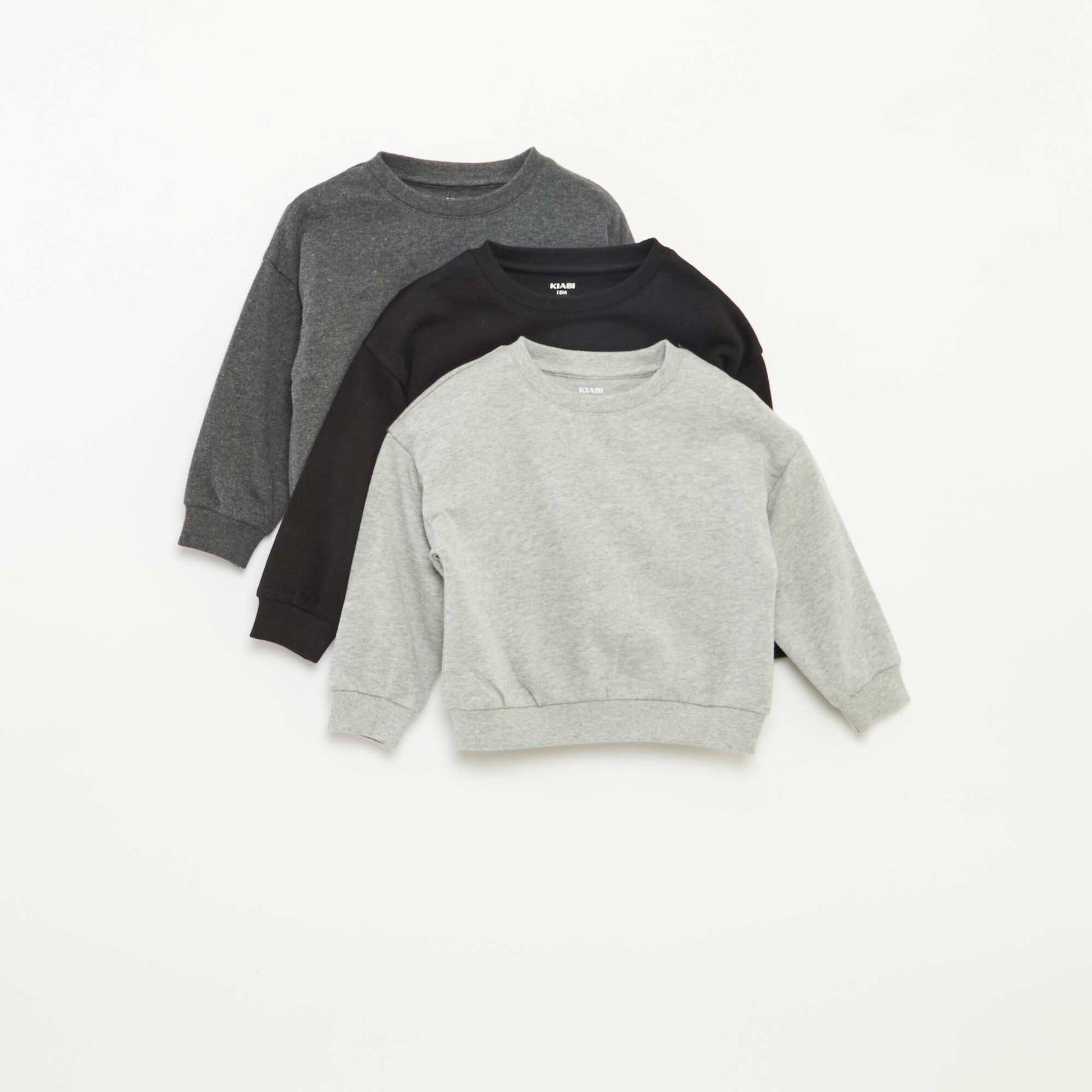 Lot de 3 sweats unis en molleton léger - 3 pièces GRIS