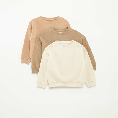 Lot de 3 sweats unis en molleton léger - 3 pièces BEIGE