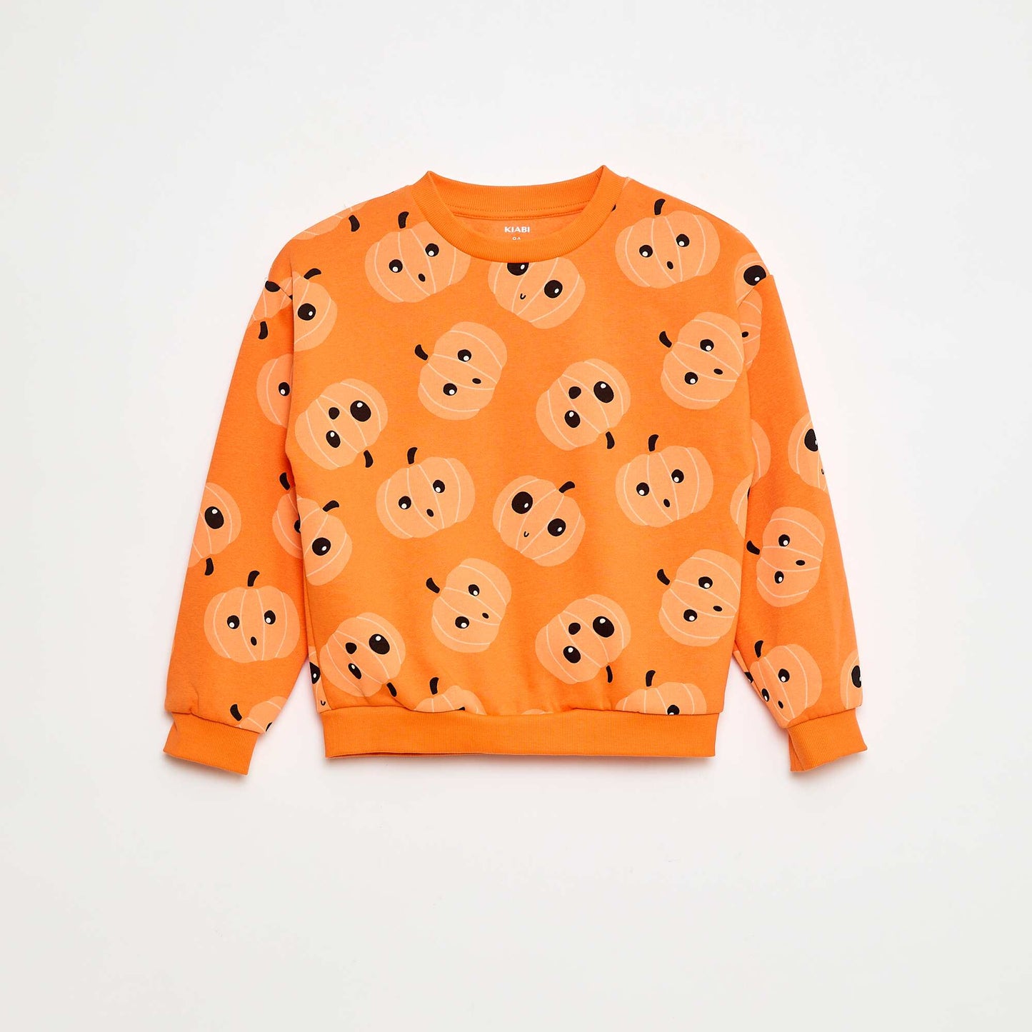 Sweat en molleton imprimé 'Halloween' ORANGE