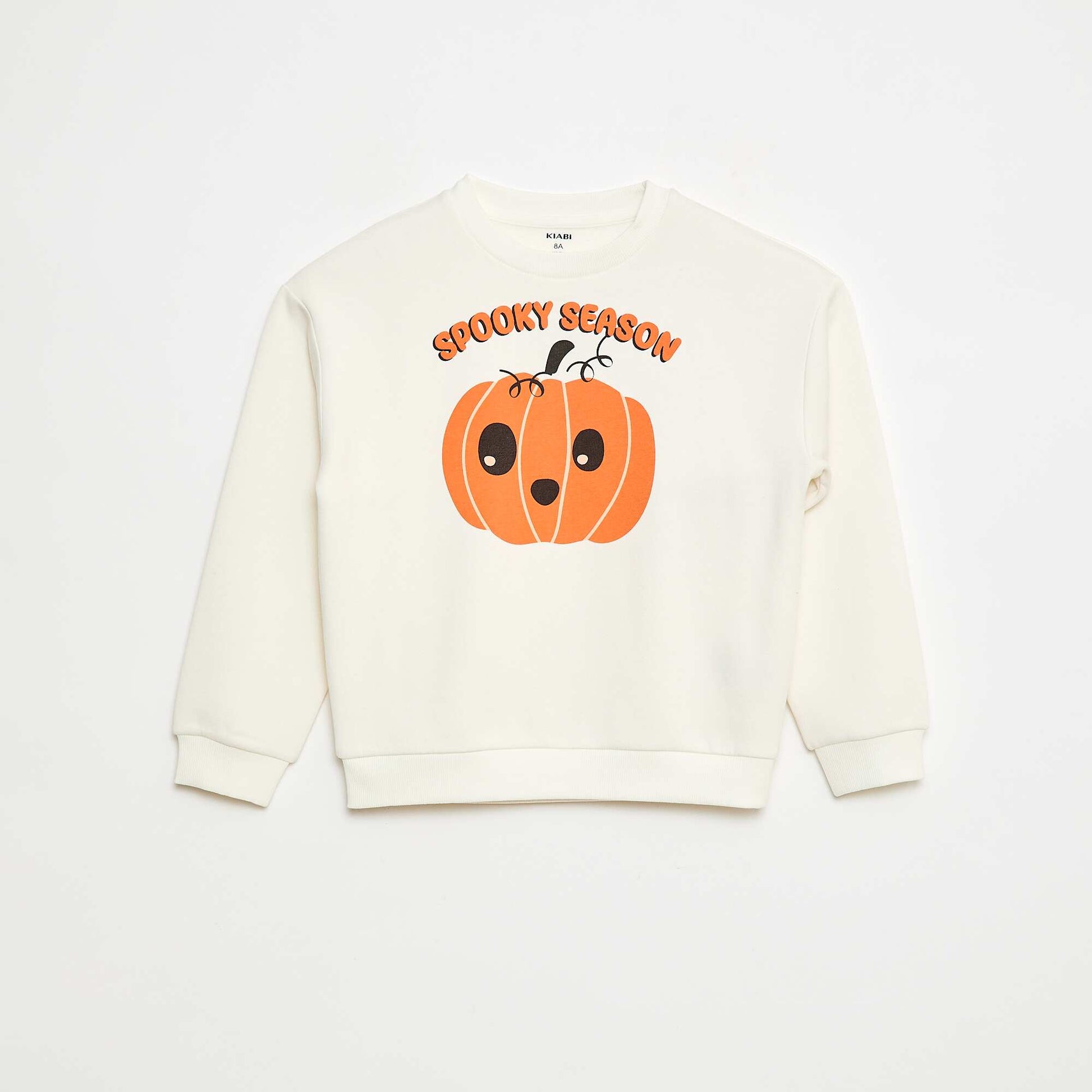 Sweat en molleton imprimé 'Halloween' BLANC