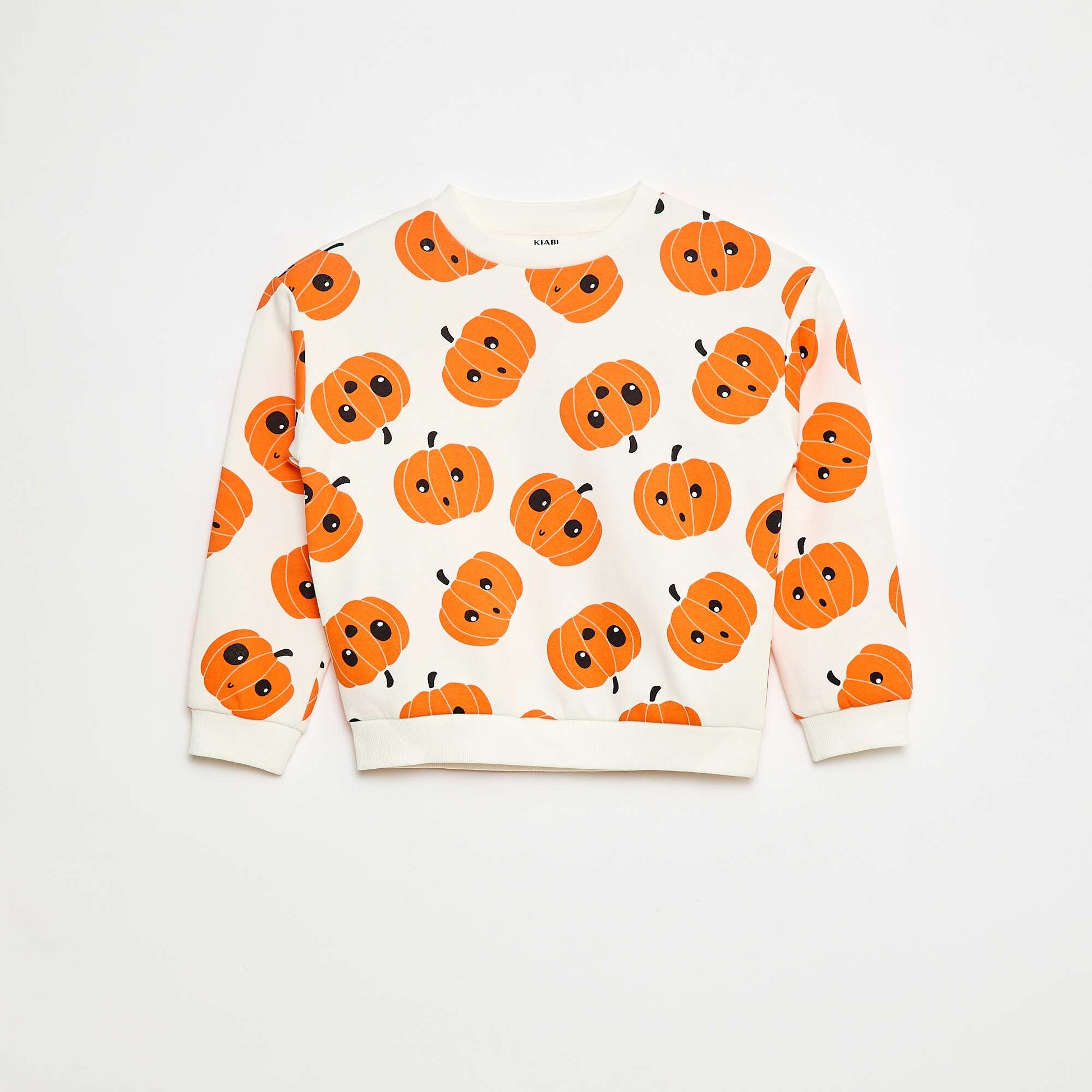 Sweat en molleton imprimé 'Halloween' BLANC