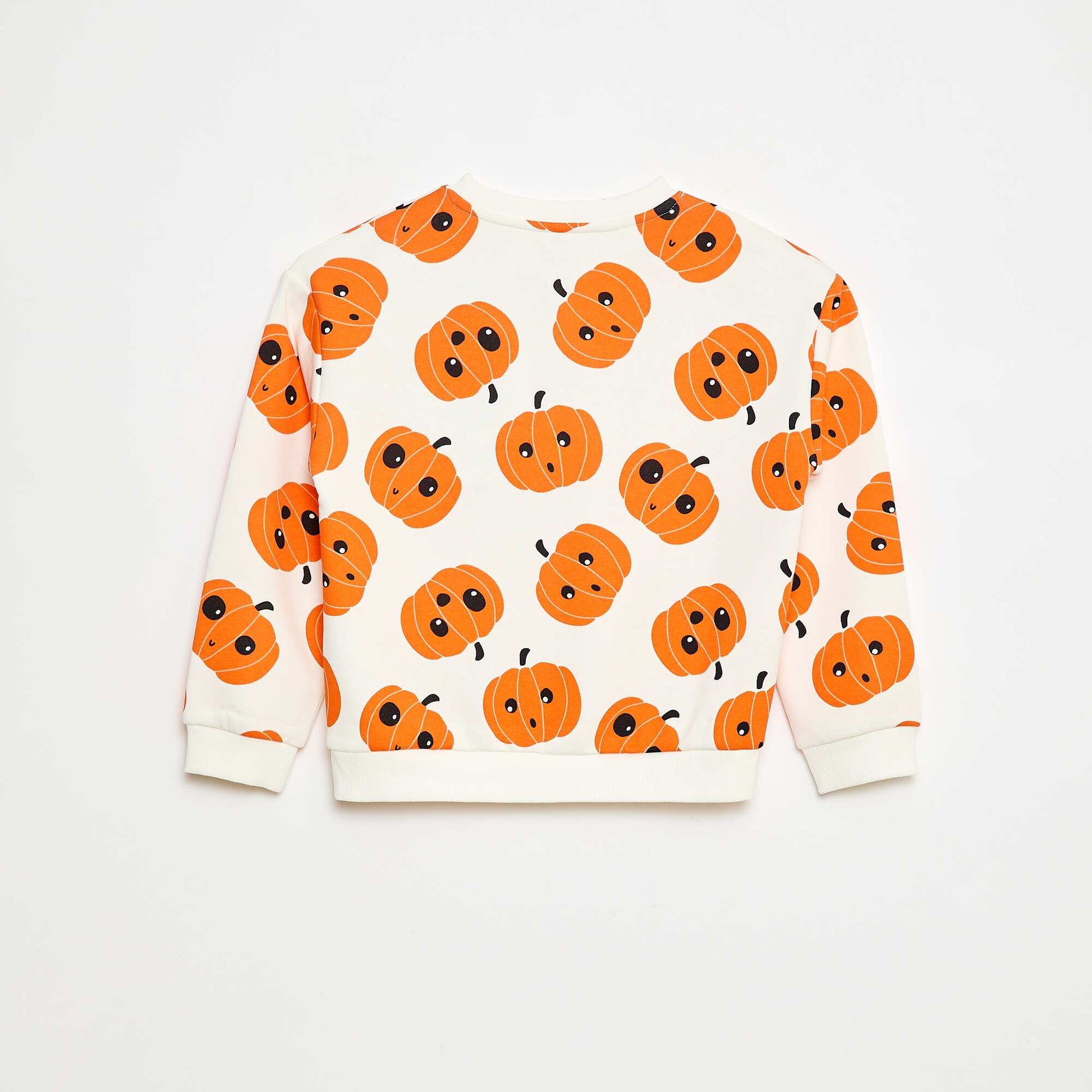 Sweat en molleton imprimé 'Halloween' BLANC