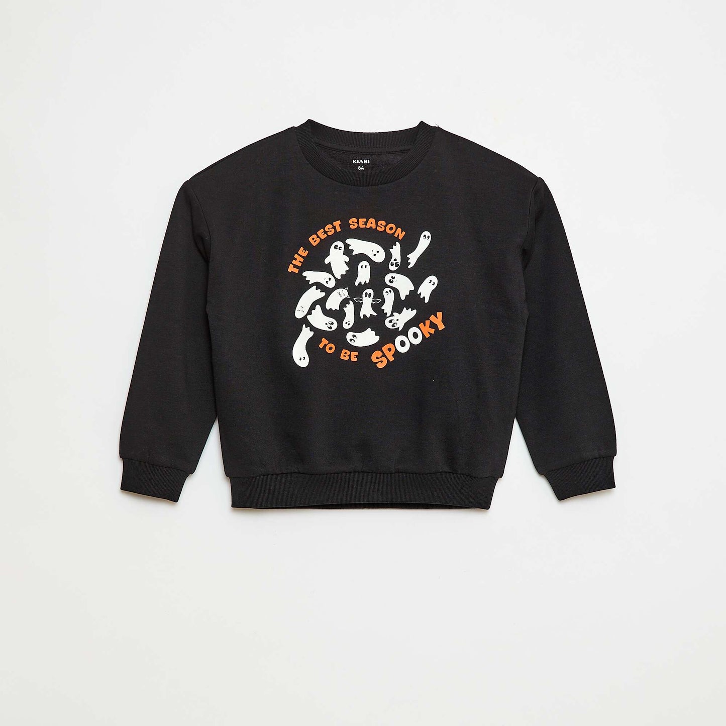 Sweat en molleton imprimé 'Halloween' NOIR
