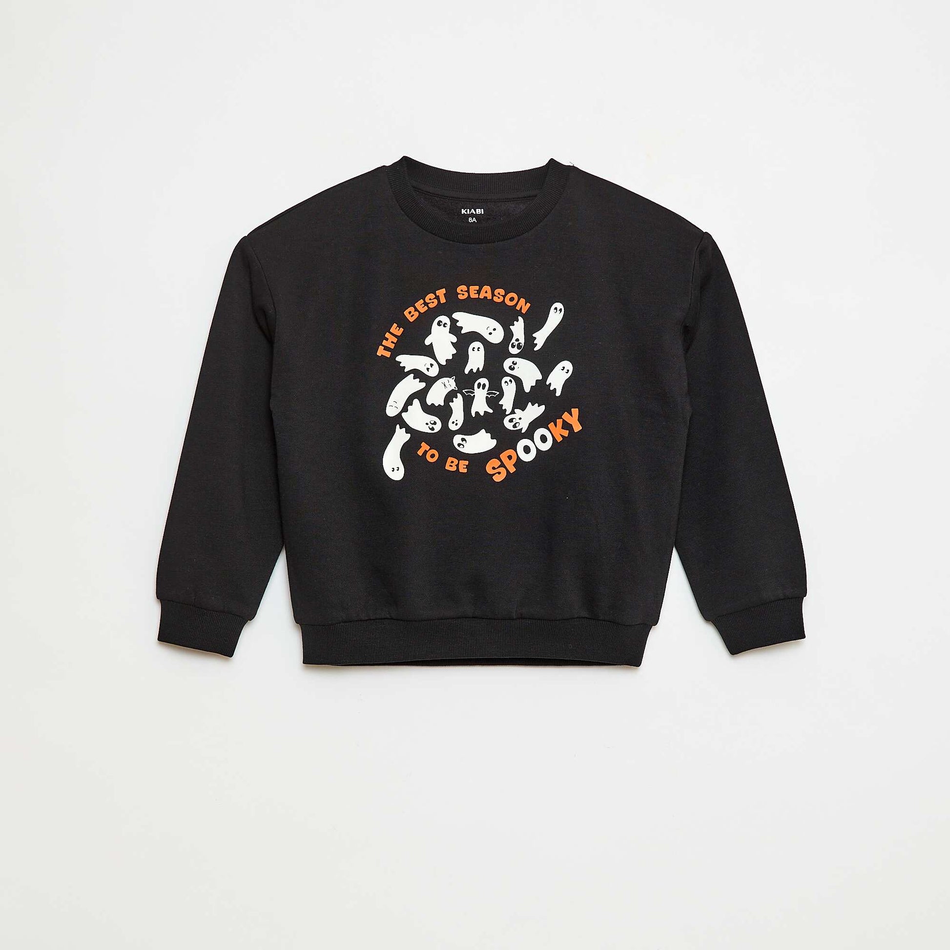Sweat en molleton imprimé 'Halloween' NOIR