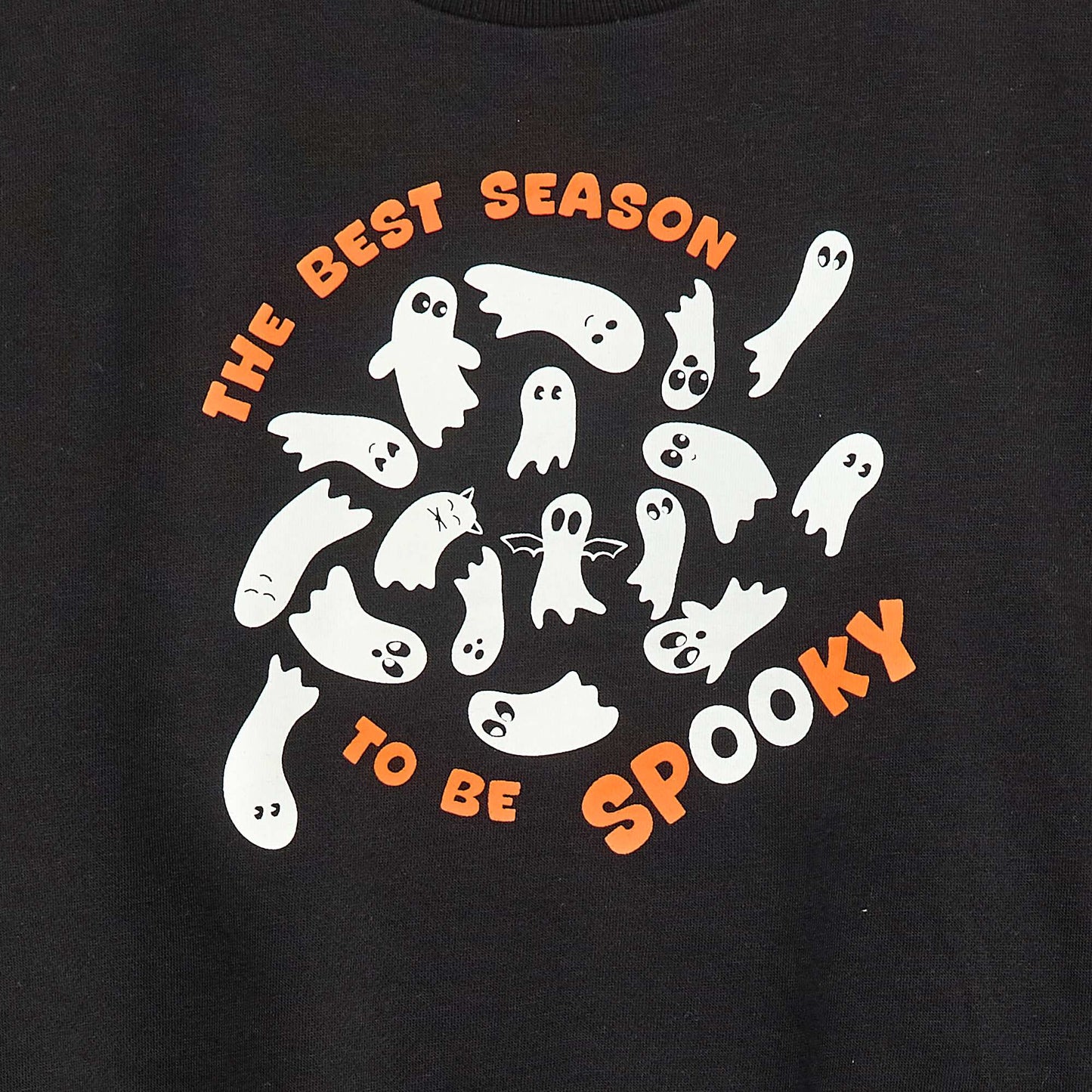 Sweat en molleton imprimé 'Halloween' NOIR