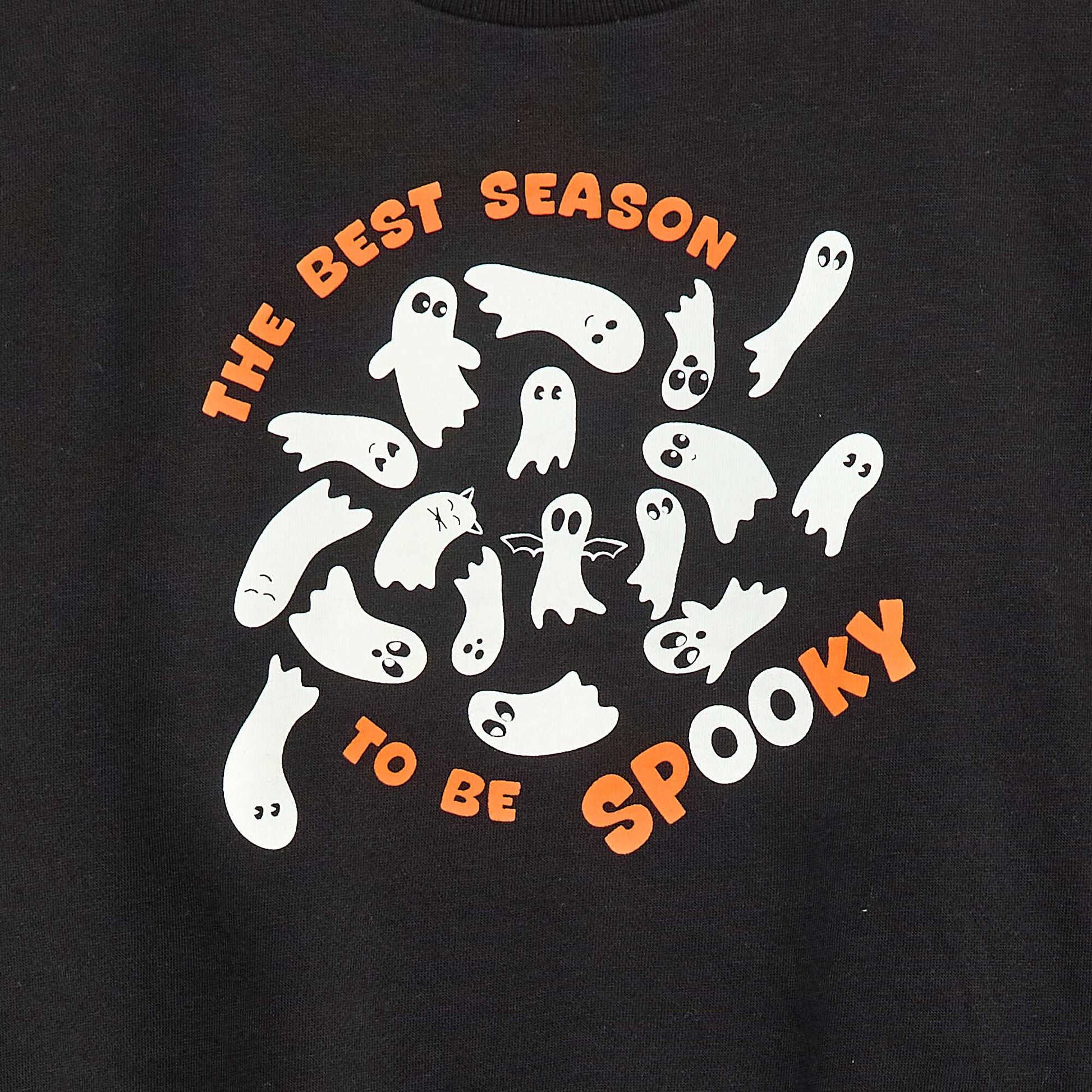 Sweat en molleton imprimé 'Halloween' NOIR