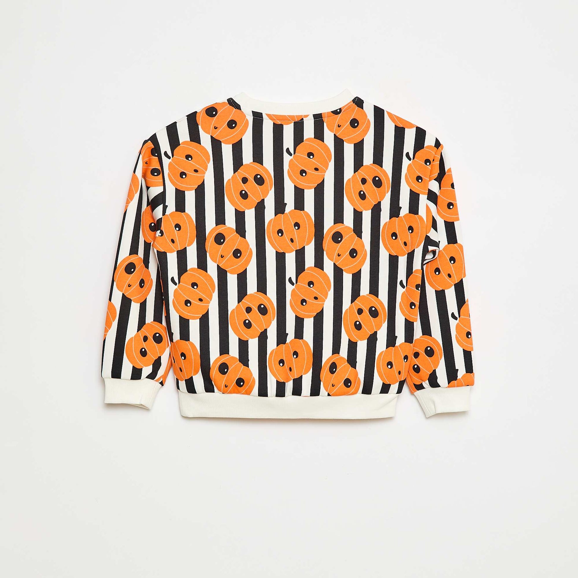 Sweat en molleton imprimé 'Halloween' BLANC/NOIR