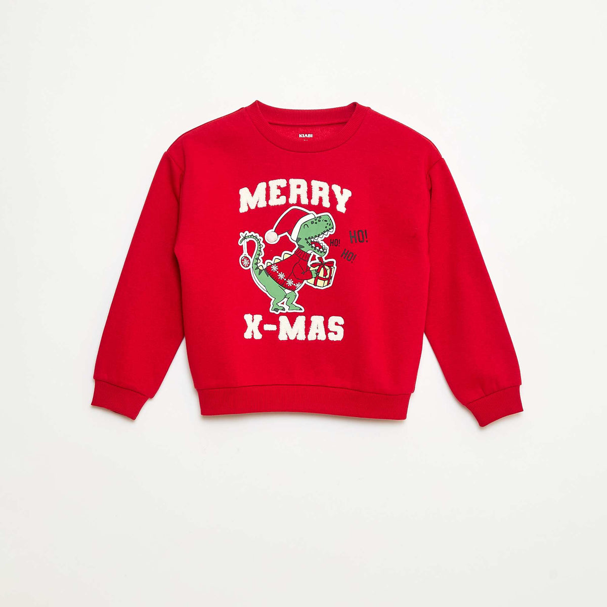 Sweat en molleton gratté imprimé 'Noël' ROUGE