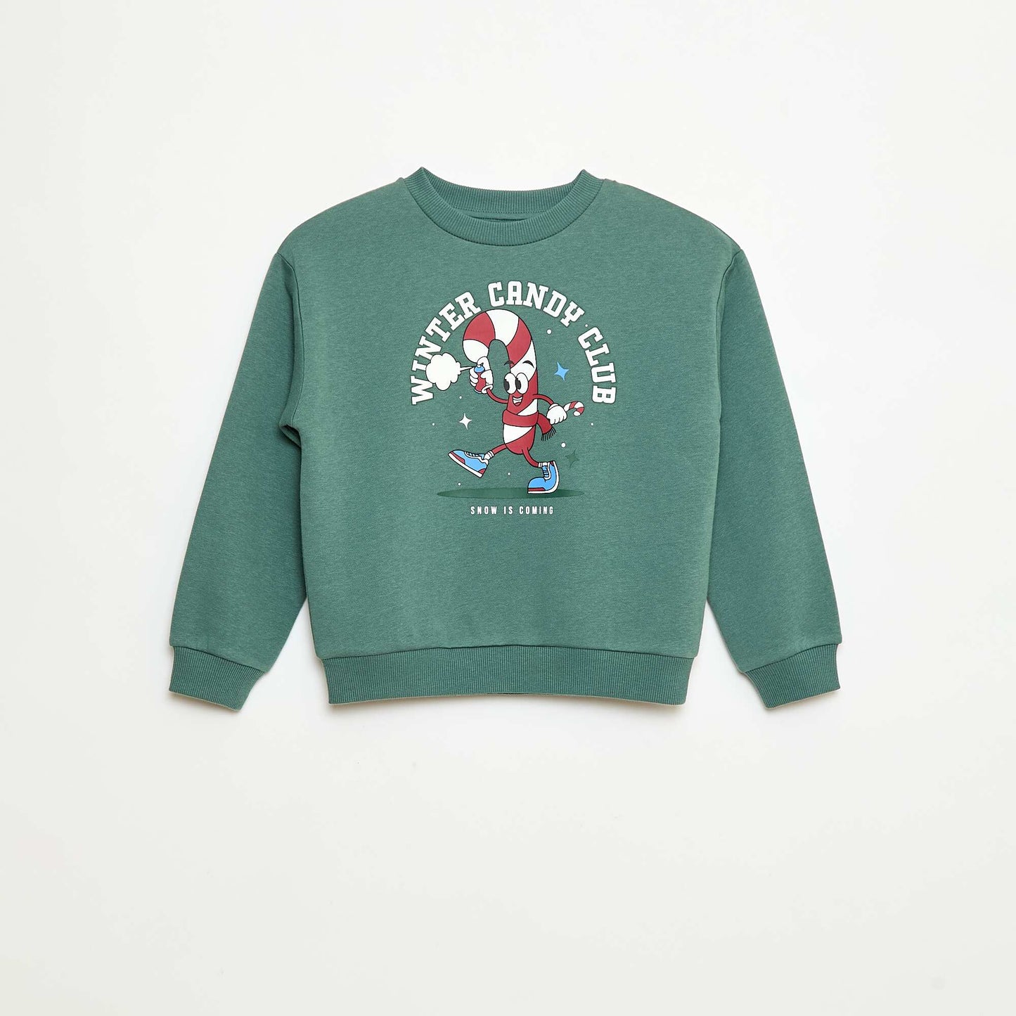 Sweat en molleton gratté imprimé 'Noël' VERT