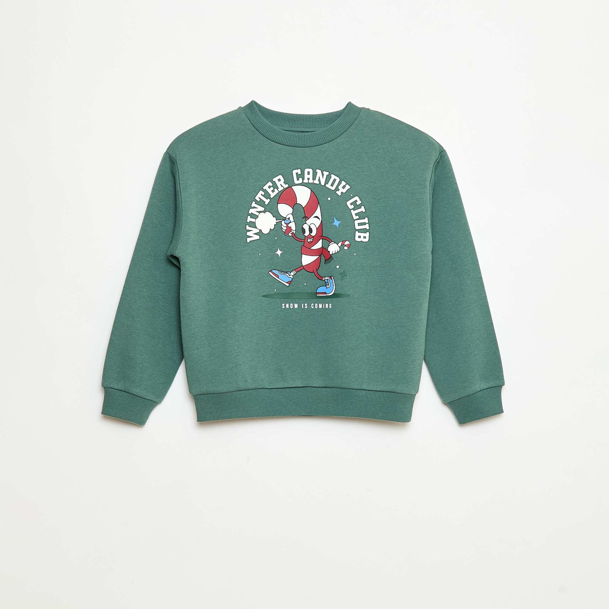 Sweat en molleton gratté imprimé 'Noël' VERT