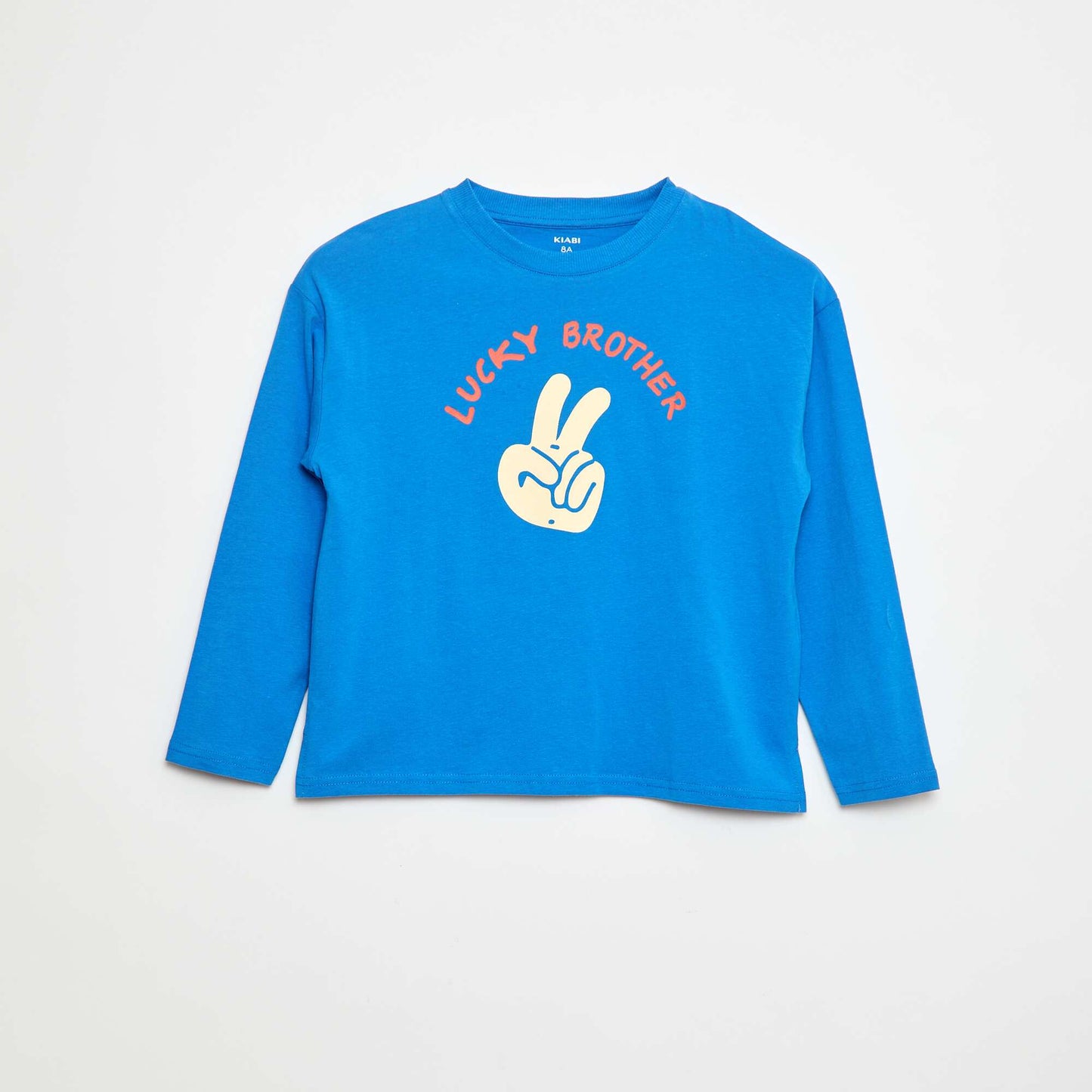 Tee-shirt manches longues imprimé 'brother' BLEU
