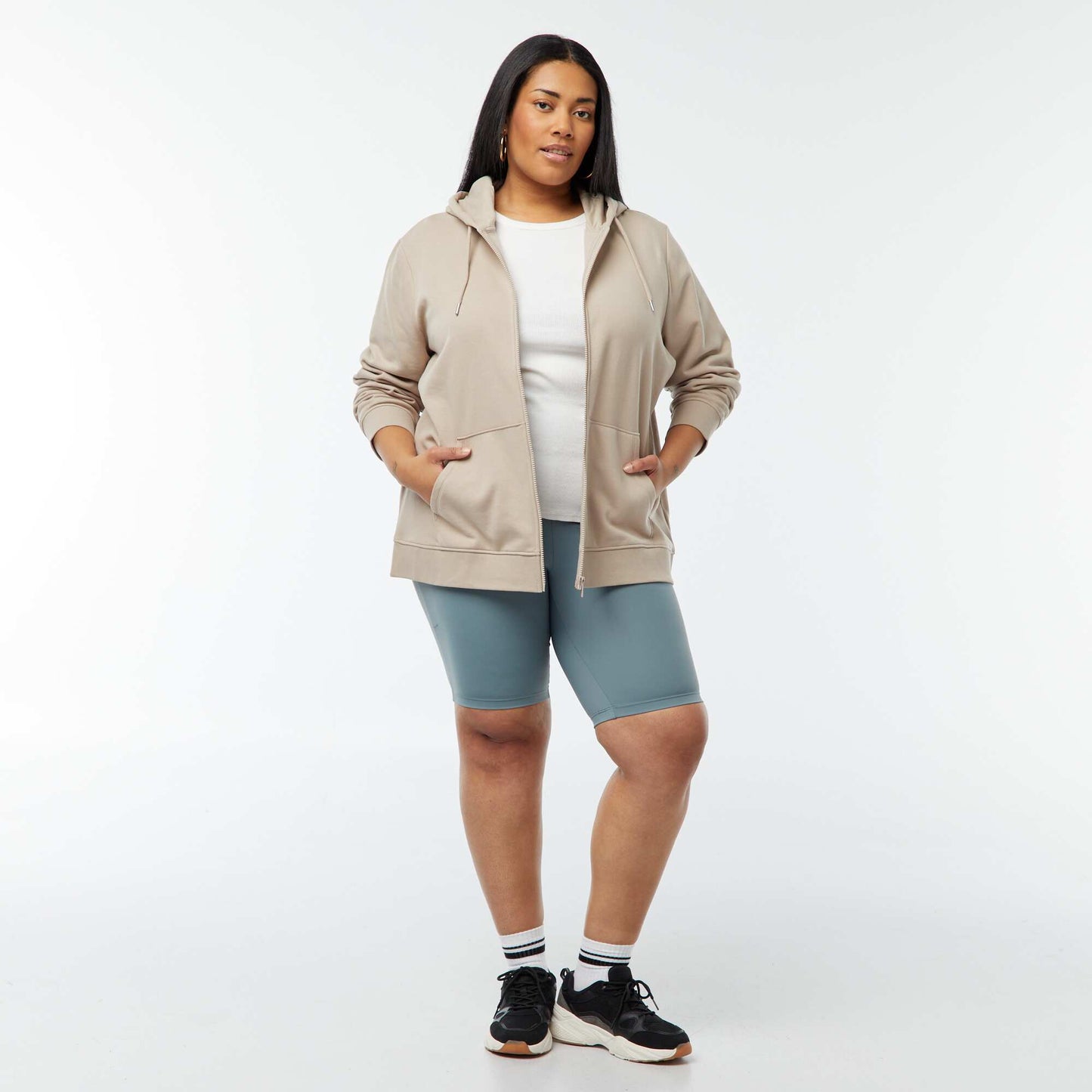 Sweat en molleton chaud à capuche BEIGE
