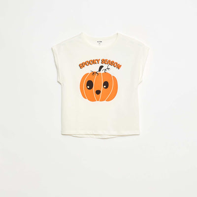Tee-shirt imprimé 'Halloween' BLANC