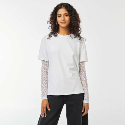 Tee-shirt 2 en 1 avec dentelle BLANC