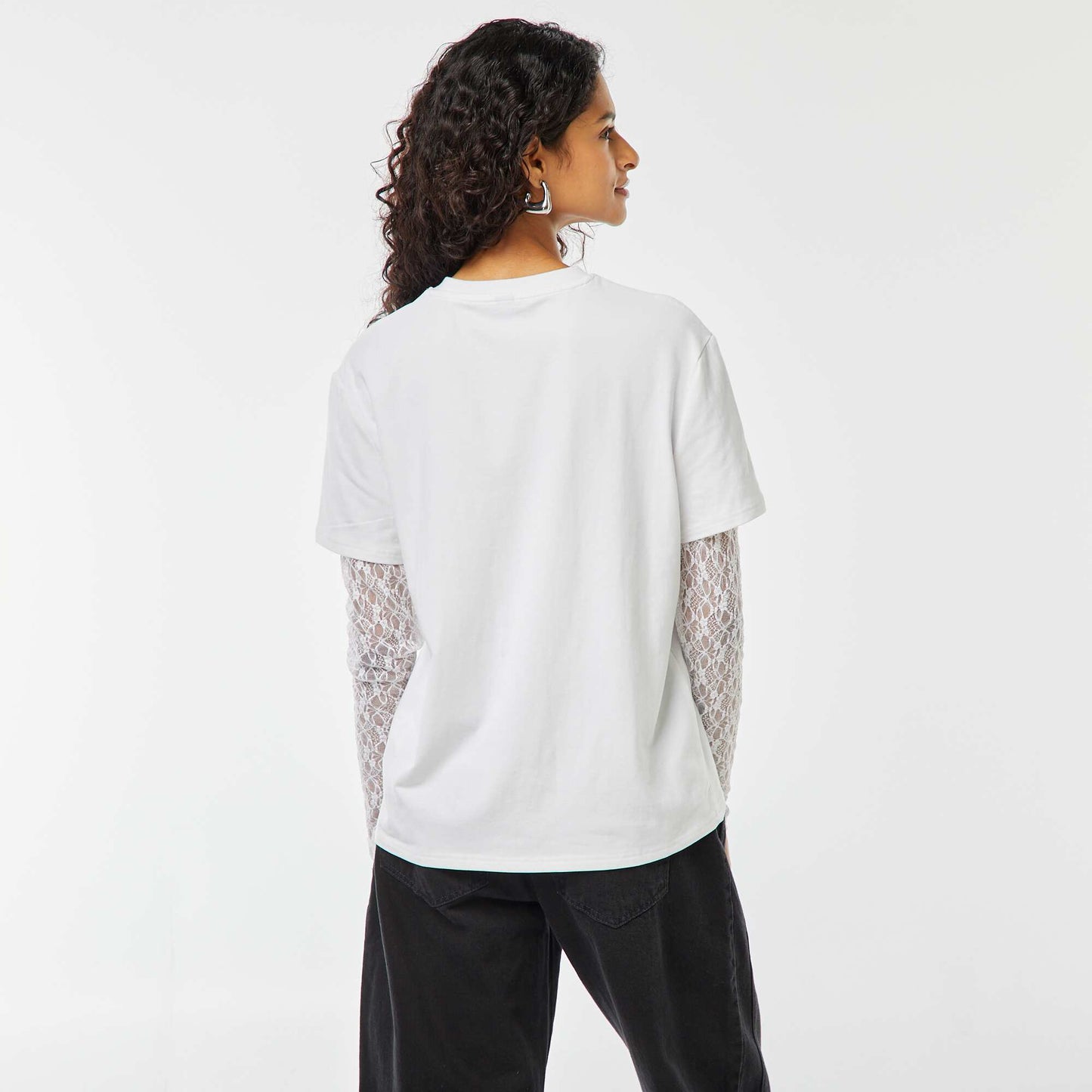 Tee-shirt 2 en 1 avec dentelle BLANC
