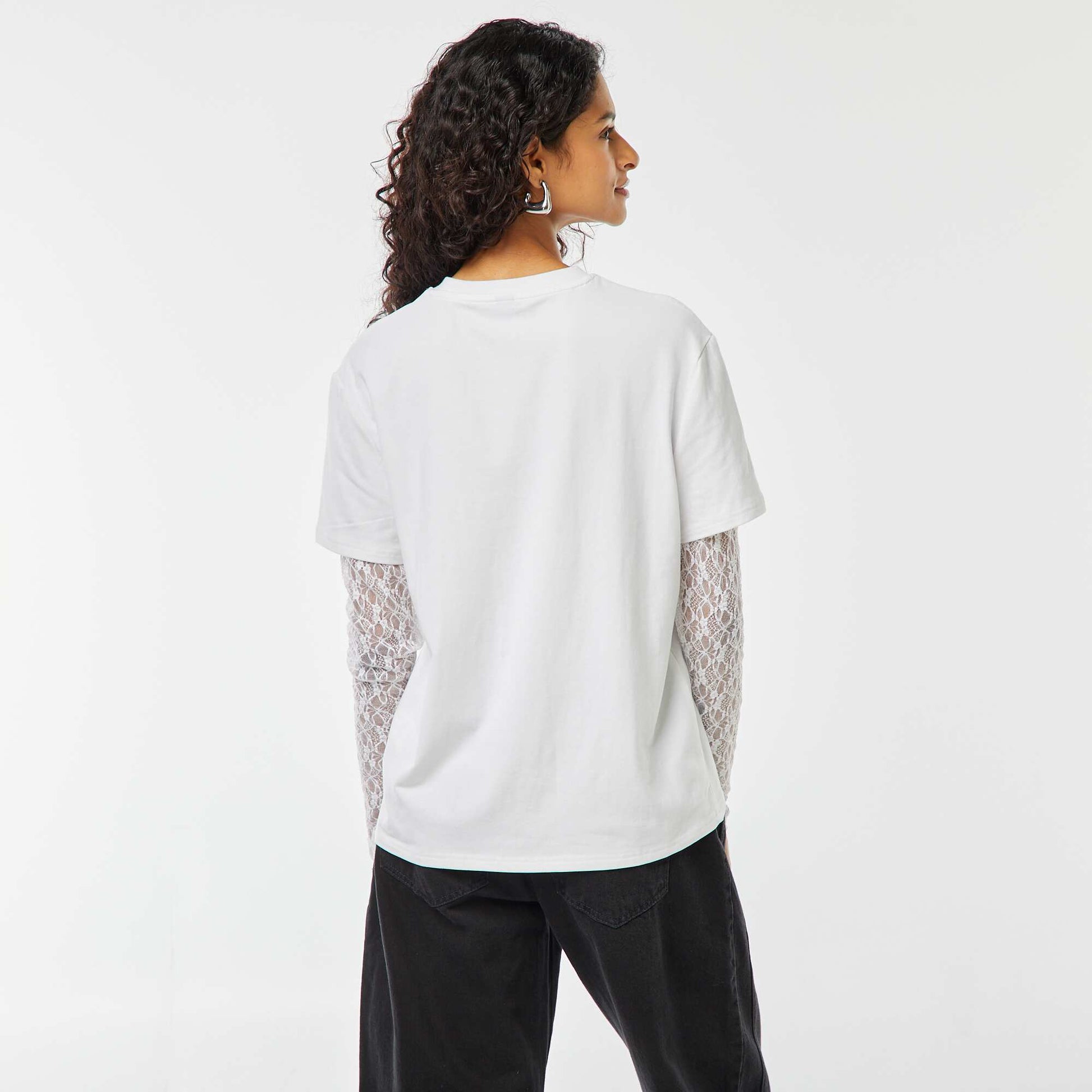 Tee-shirt 2 en 1 avec dentelle BLANC