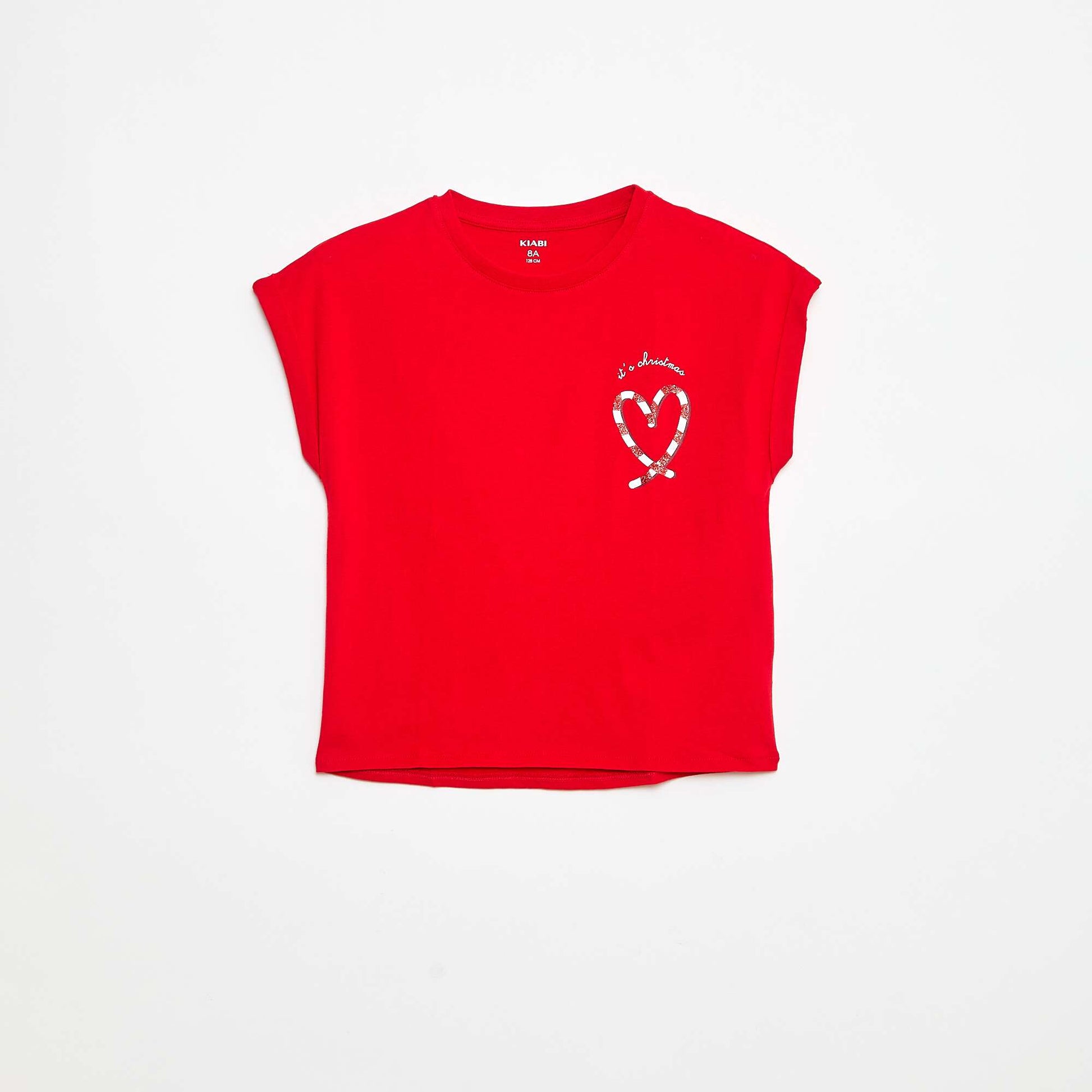 T-shirt imprimé 'Noël' en coton ROUGE