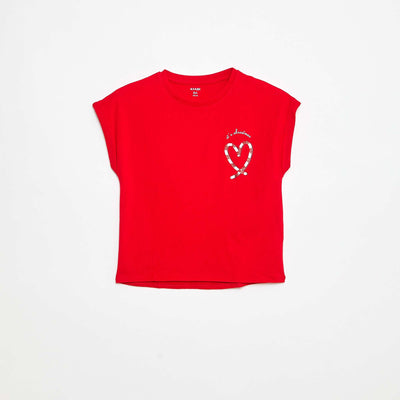 T-shirt imprimé 'Noël' en coton ROUGE