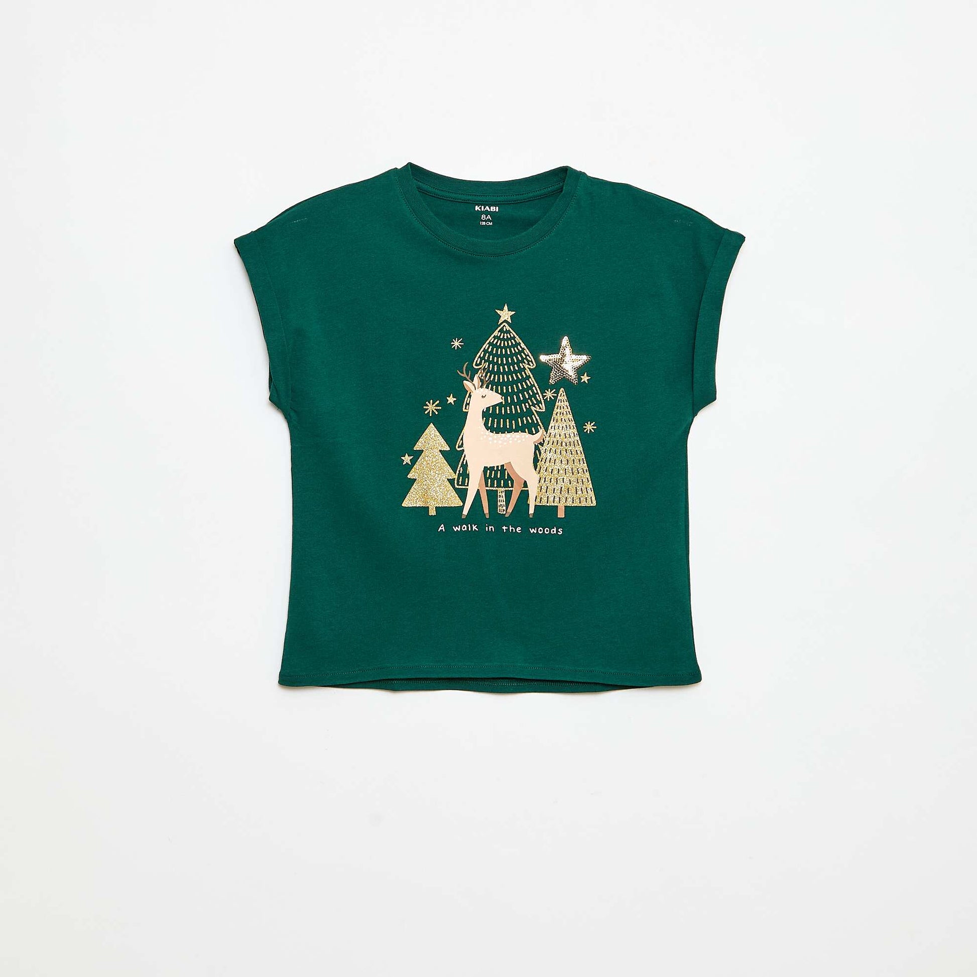 T-shirt imprimé 'Noël' en coton VERT