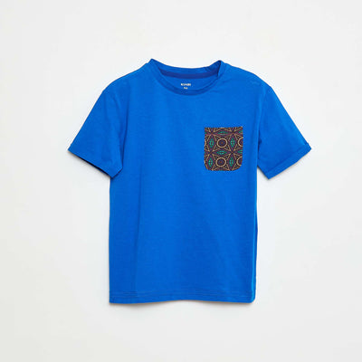 T-shirt en jersey avec poche poitrine à motif MARRON