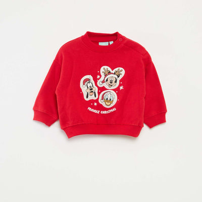 Sweat de Noël imprimé 'Disney' 'Mickey' en coton ROUGE