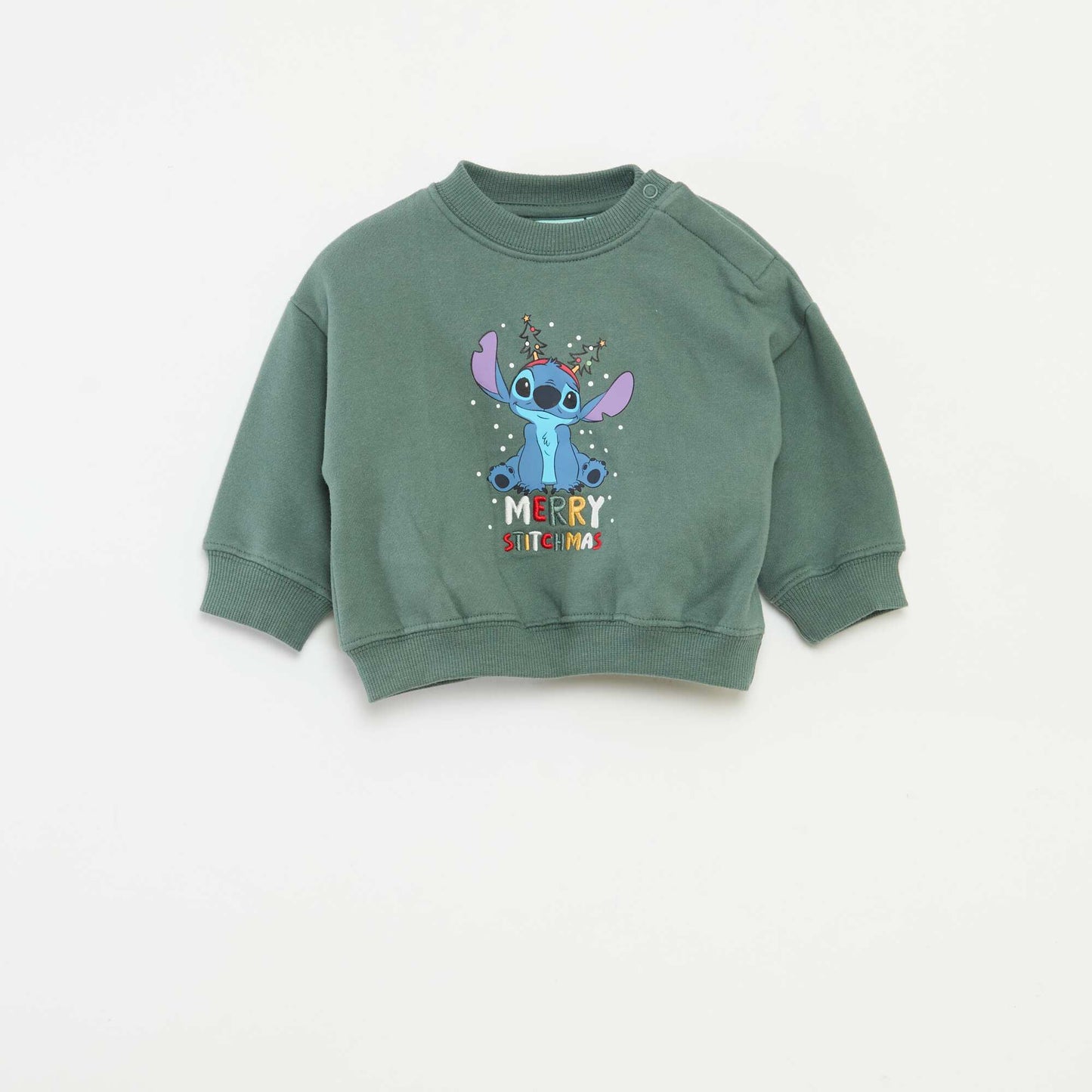 Sweat de Noël imprimé 'Disney' 'Stitch' en coton VERT