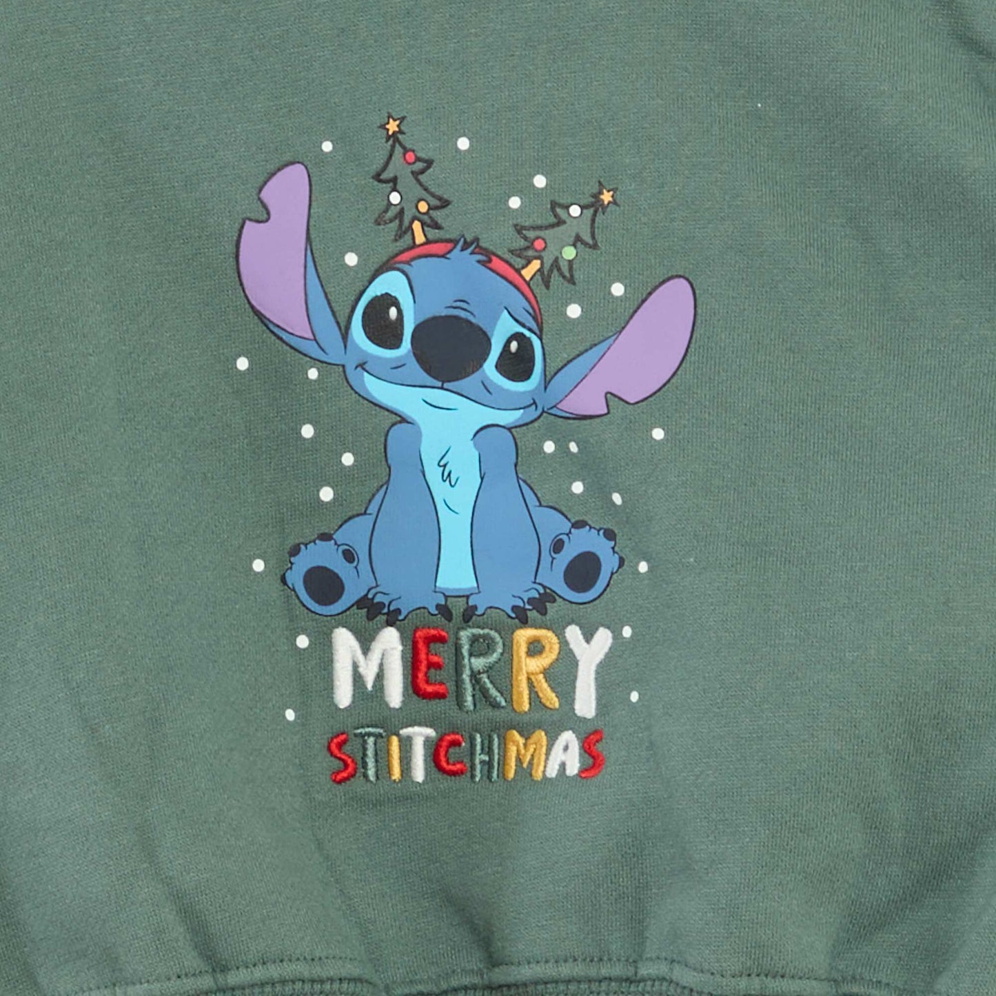 Sweat de Noël imprimé 'Disney' 'Stitch' en coton VERT