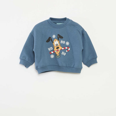 Sweat de Noël imprimé 'Disney' 'Pluto' en coton BLEU