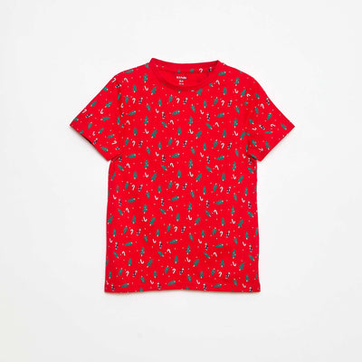 T-shirt imprimé 'Noël' en coton ROUGE