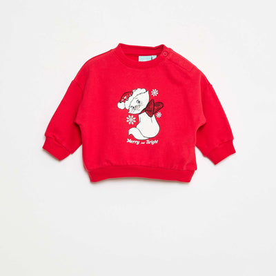 Sweat animé fantaisie 'Disney' 'Marie' en coton ROUGE