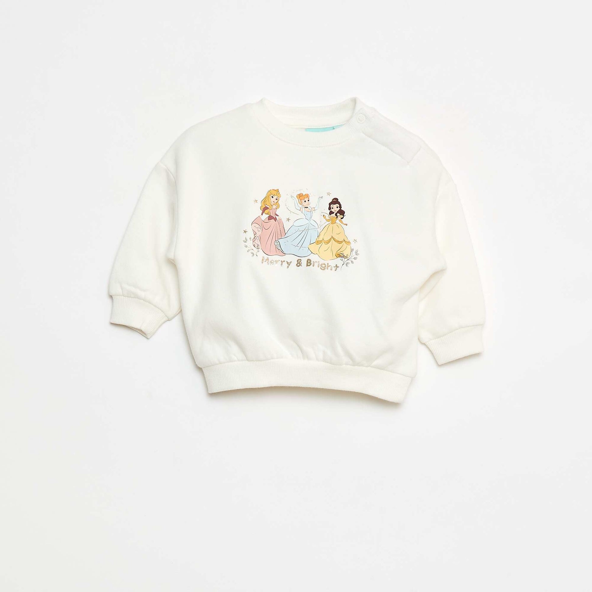 Sweat animé fantaisie 'Disney' 'Princesses' en coton BLANC