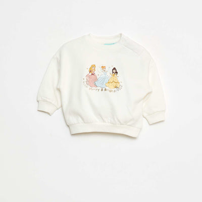 Sweat animé fantaisie 'Disney' 'Princesses' en coton BLANC