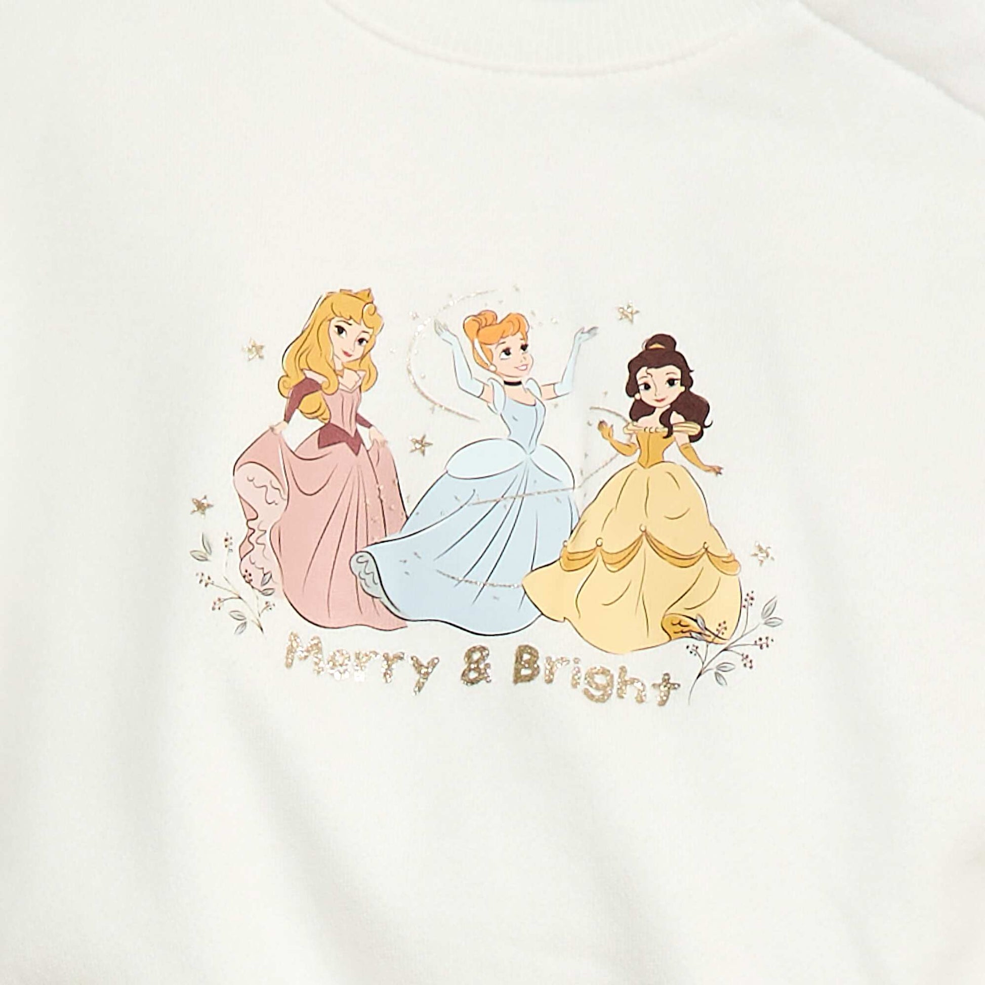 Sweat animé fantaisie 'Disney' 'Princesses' en coton BLANC