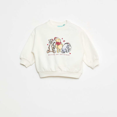 Sweat animé fantaisie 'Disney' 'Winnie' en coton BLANC