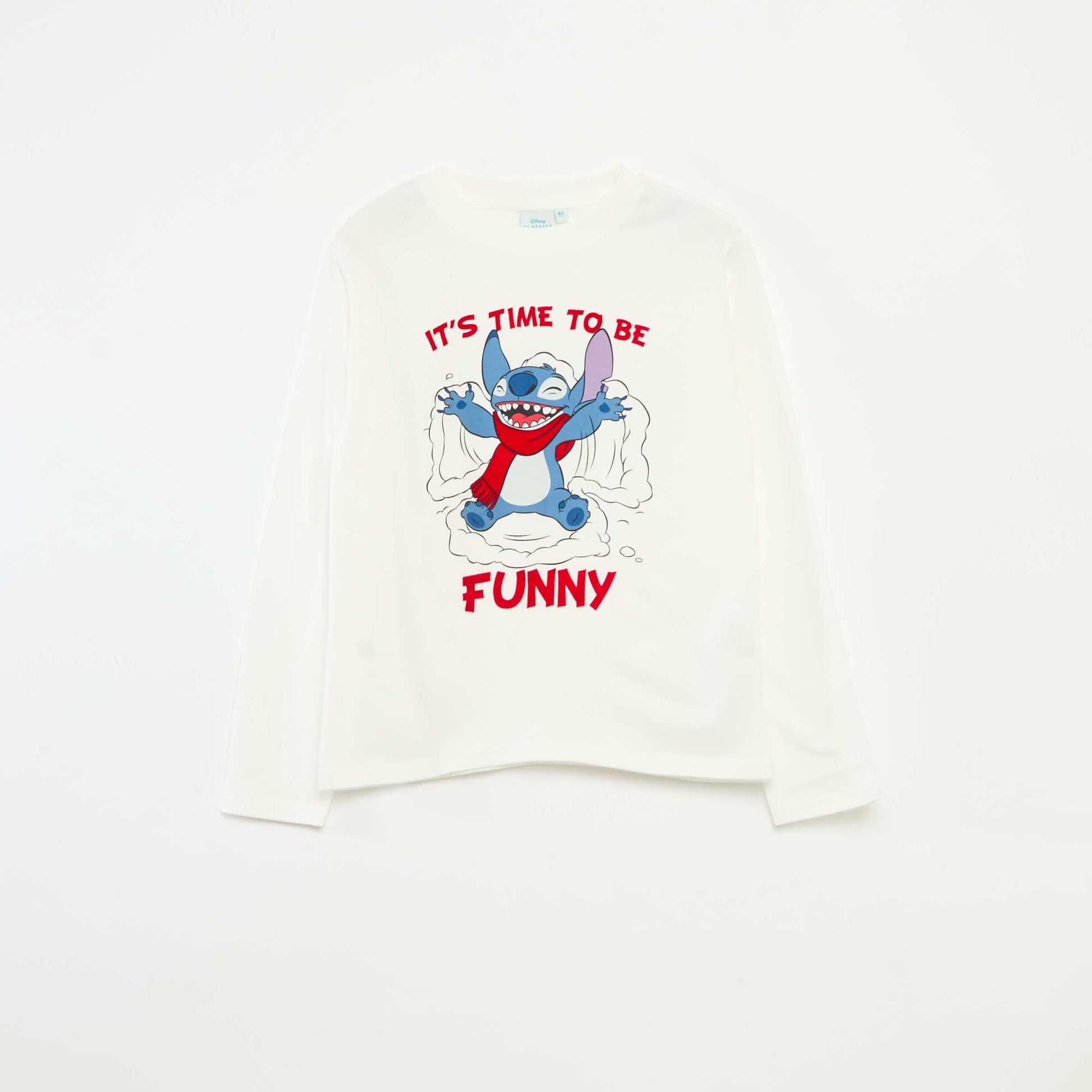 T-shirt de Noël 'Disney' 'Stitch' en jersey coton BLANC
