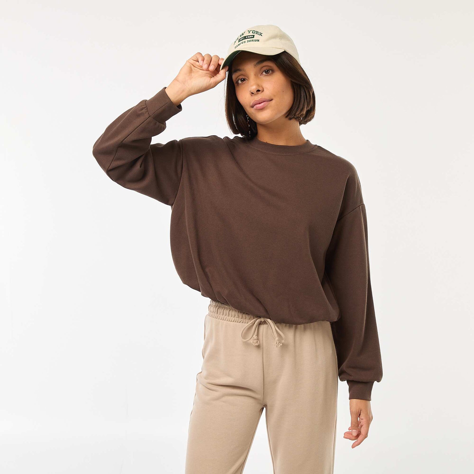 Sweat fit boule MARRON