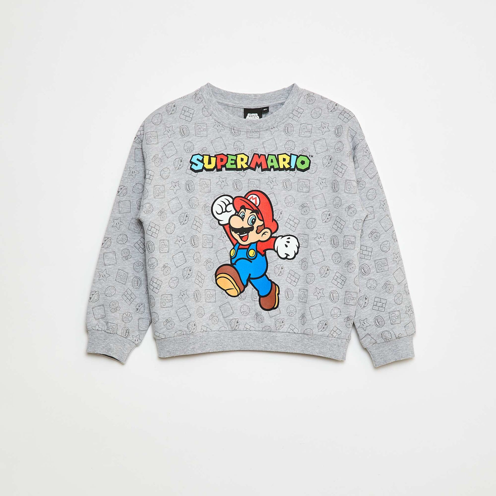 Sweat imprimé 'Fashion UK' 'Mario' en coton GRIS